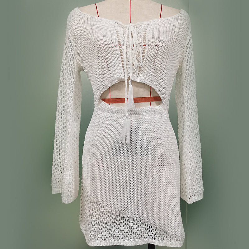 Luna Crochet Lace-Up Cover-Up Set