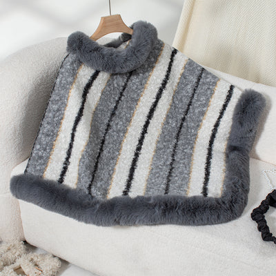 Celeste Striped Faux Fur Cape