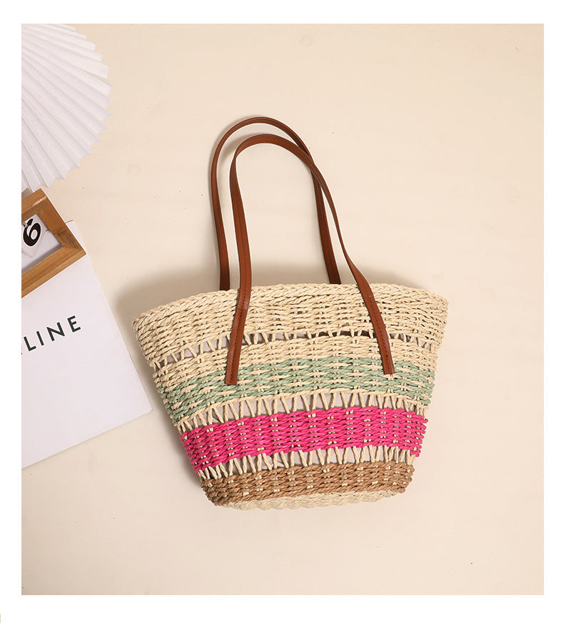 Sofia Woven Colorblock Tote