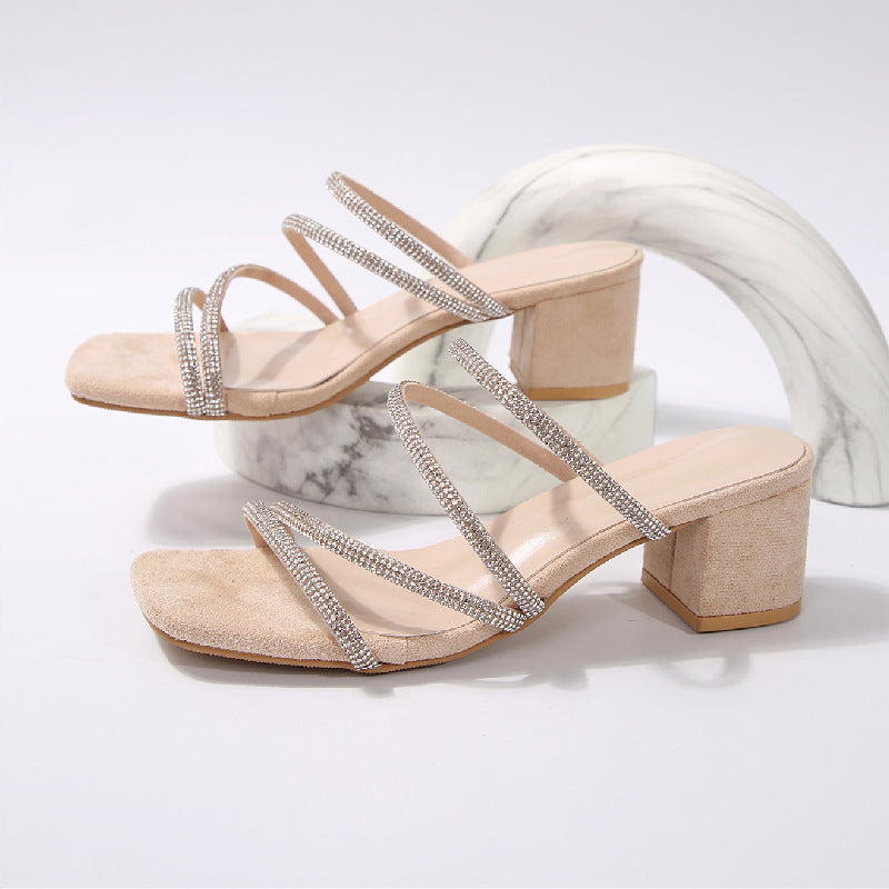 Odessa Crystal Strappy Block Heels