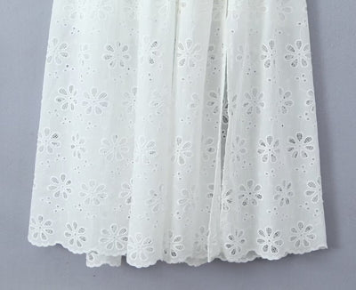 Soraya White Eyelet Embroidered Maxi Dress