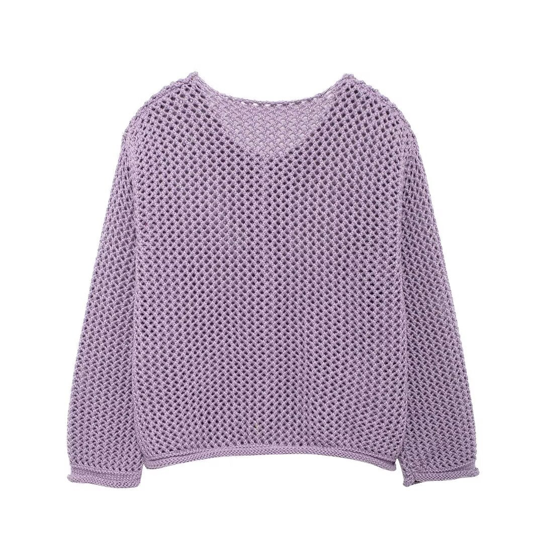 Lilac Ivy Mesh Knit Cardigan