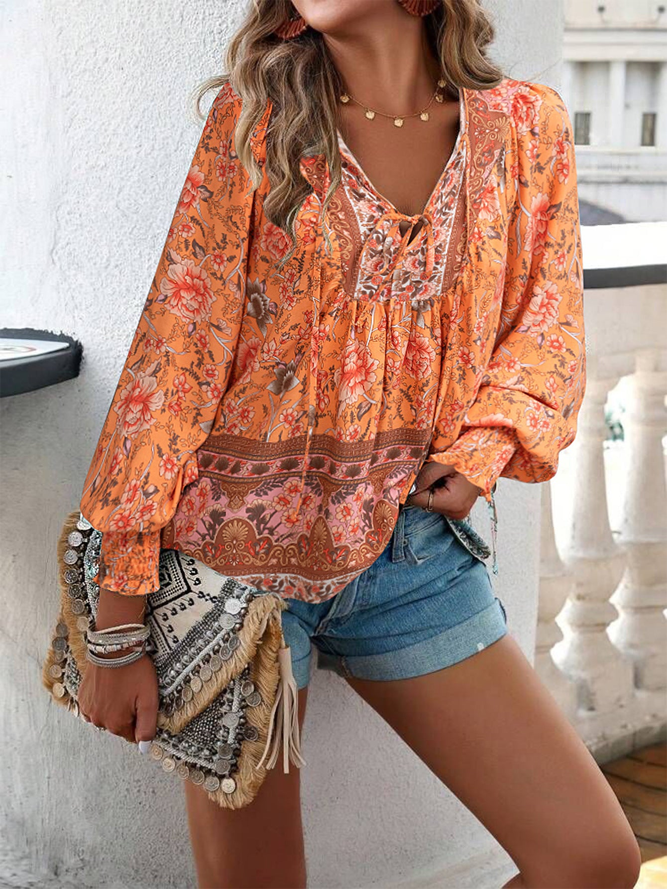 Elara Boho Floral Blouse