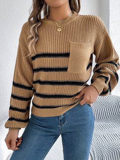 Elsie Striped Knit Pocket Sweater