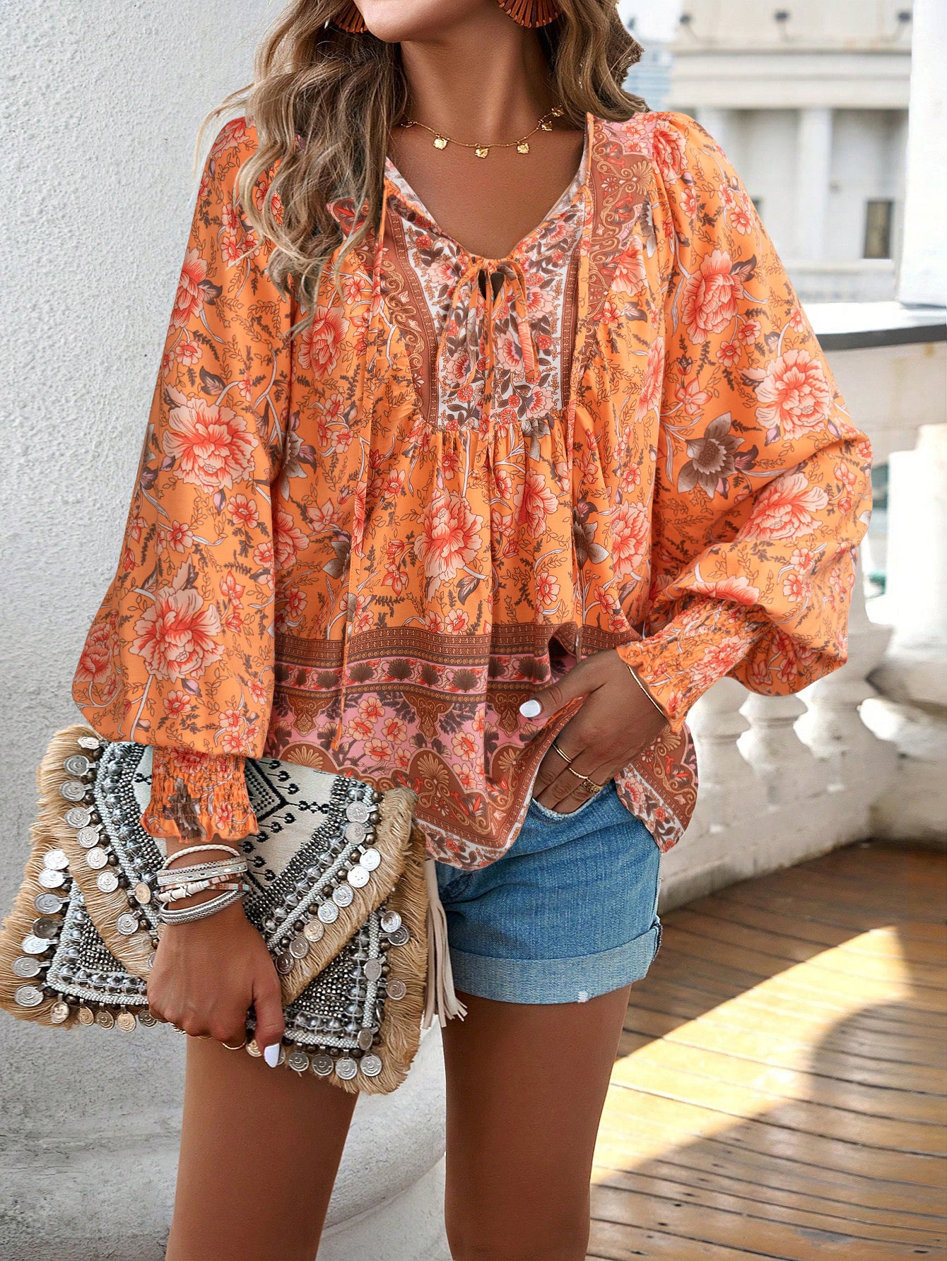 Elara Boho Floral Blouse