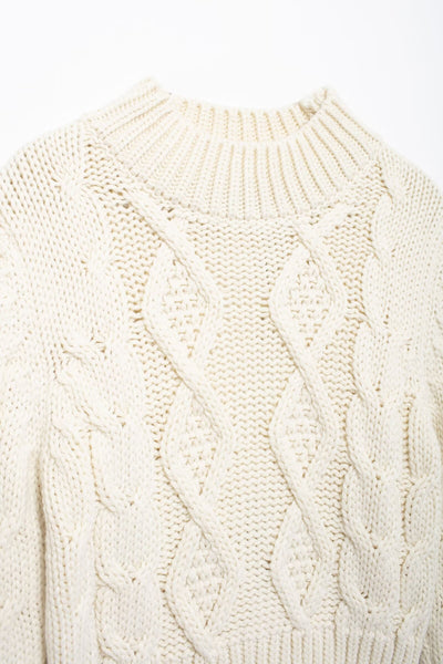 Isabella Open-Back Cable Knit Sweater