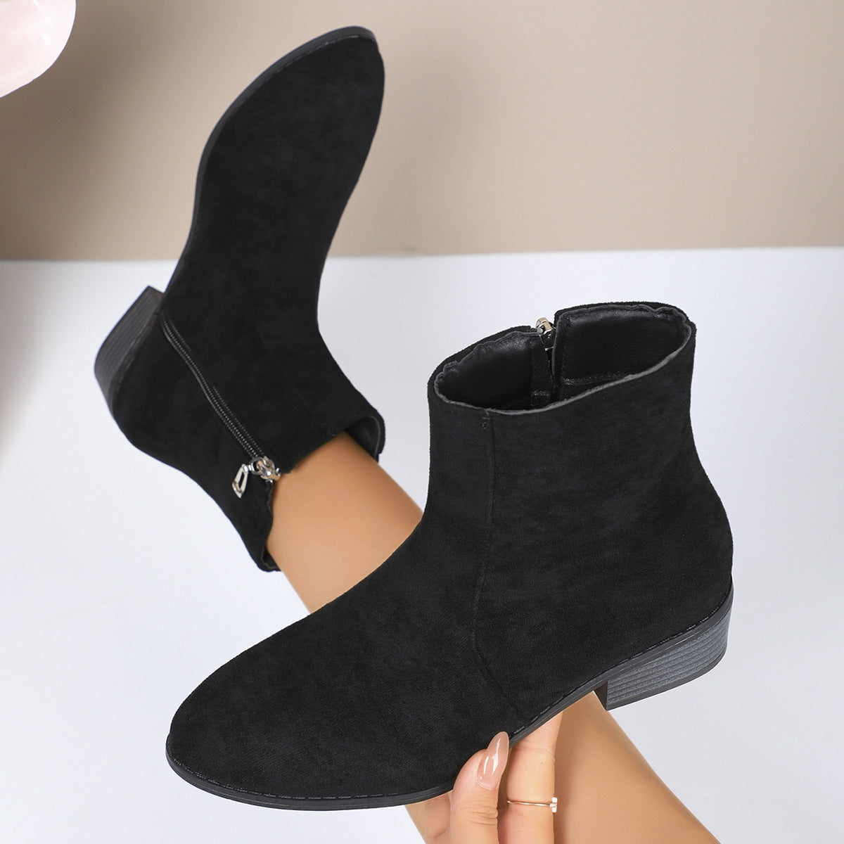 Camille Suede Zip Boots
