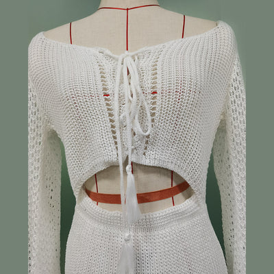Luna Crochet Lace-Up Cover-Up Set