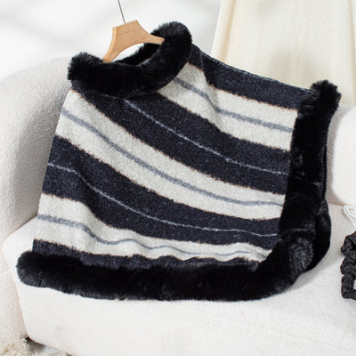 Celeste Striped Faux Fur Cape