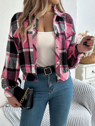 Chloe Plaid Flannel Crop Jacket