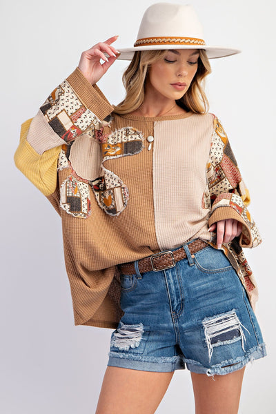 Boho Patchwork Knit Sweater