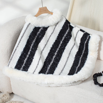 Celeste Striped Faux Fur Cape