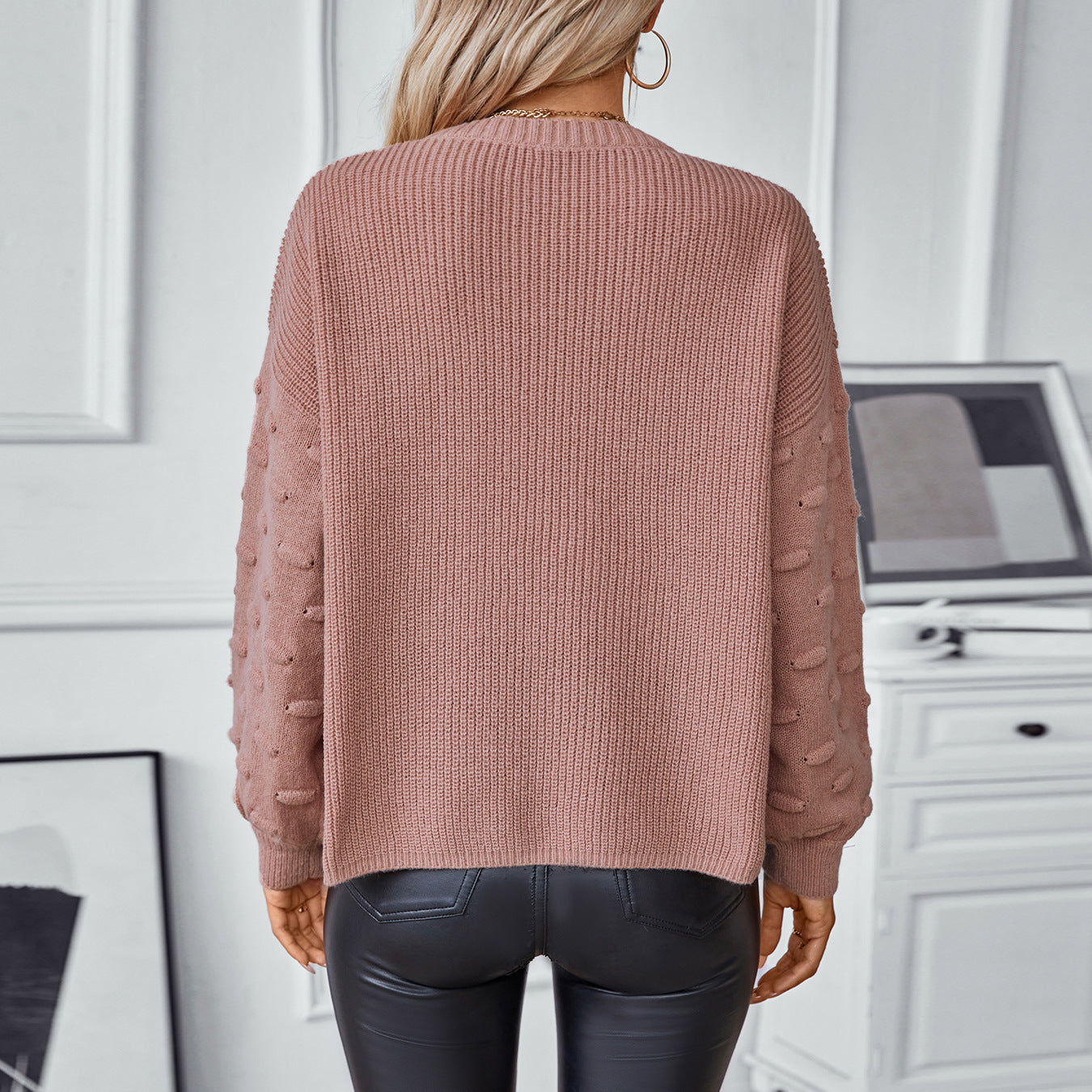 Rosalind Knit Bubble-Sleeve Sweater