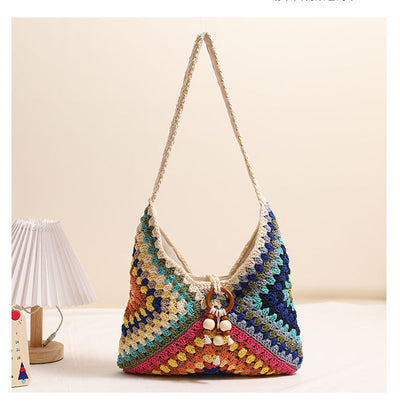 Lucia Rainbow Crochet Shoulder Bag