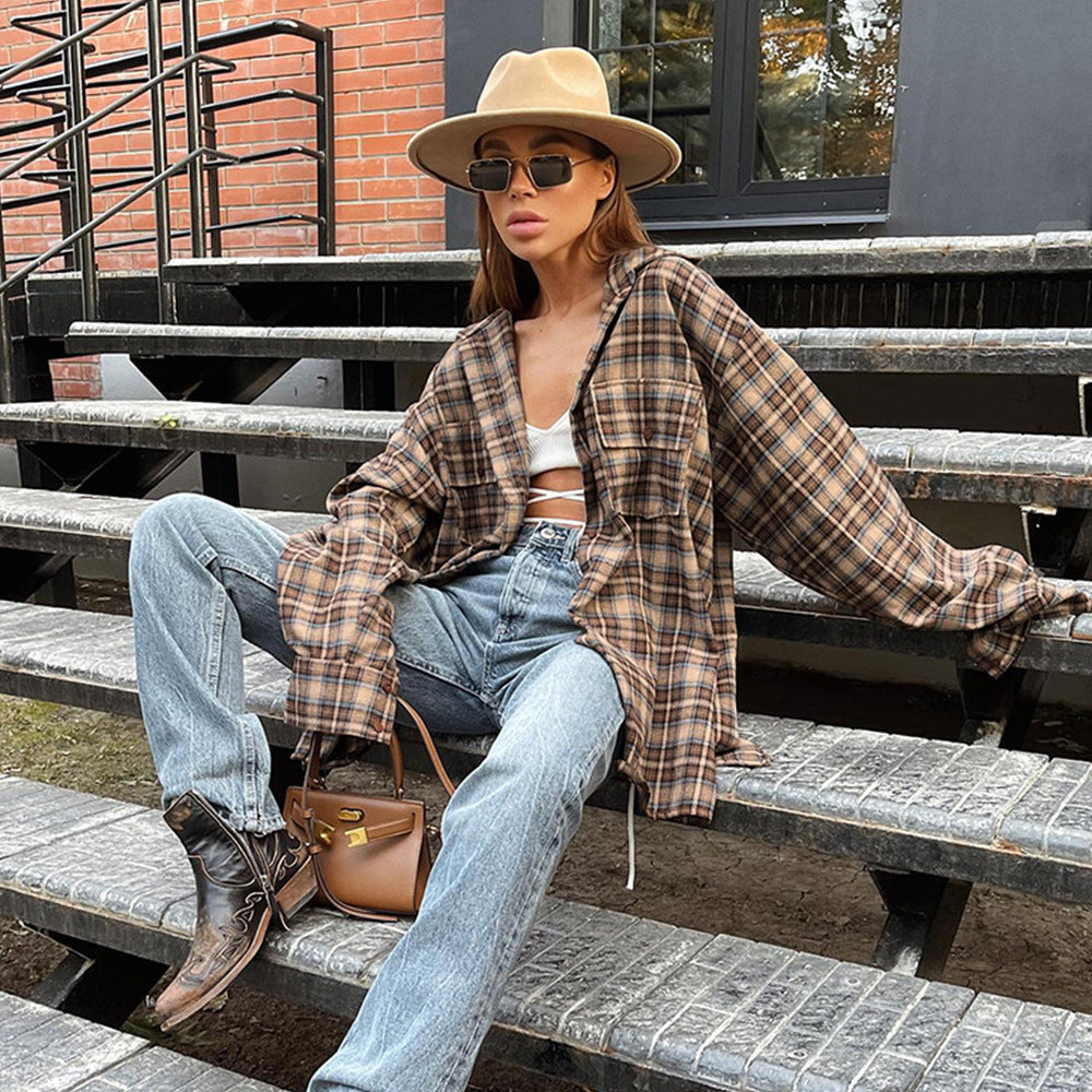 Sienna Oversized Plaid Shirt Jacket