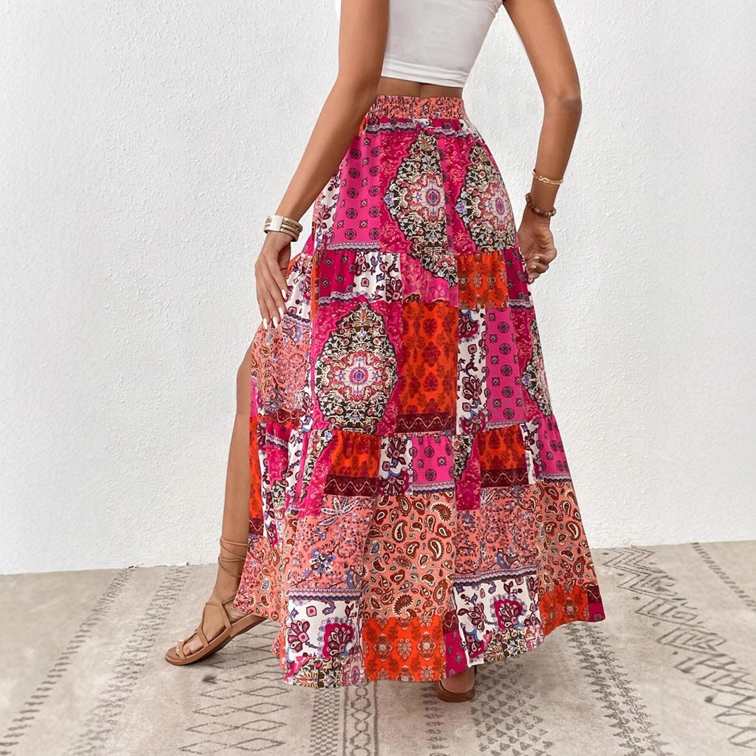Layla Boho Patchwork Maxi Skirt