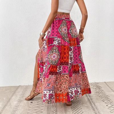Layla Boho Patchwork Maxi Skirt