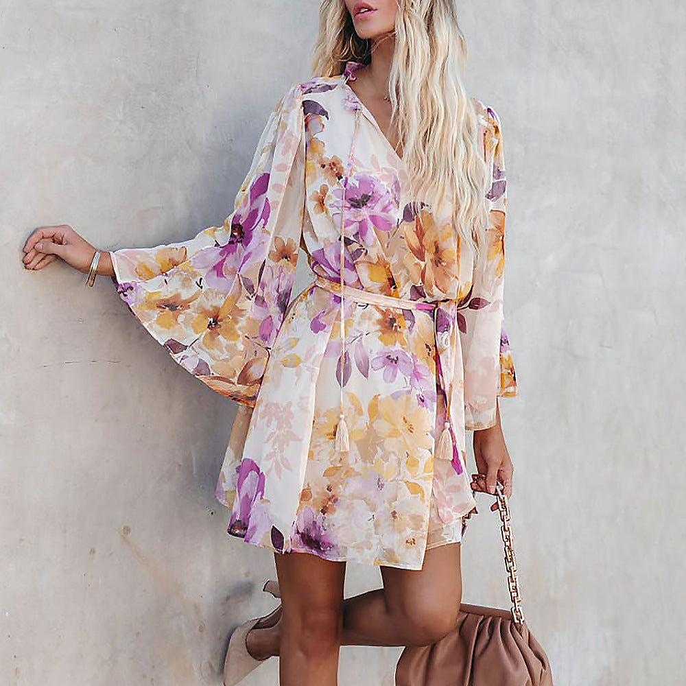 Aurora Floral Chiffon Mini Dress