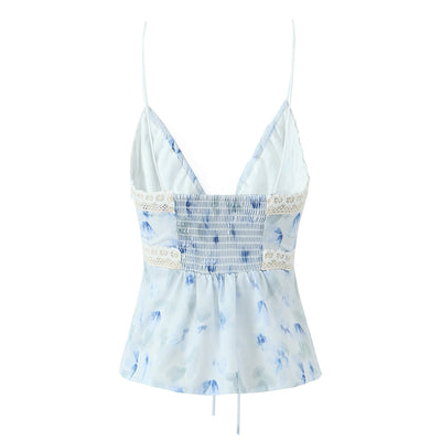 Lila Lace-Trimmed Floral Camisole