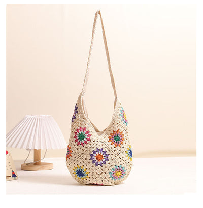 Sunburst Meadow Crochet Shoulder Bag