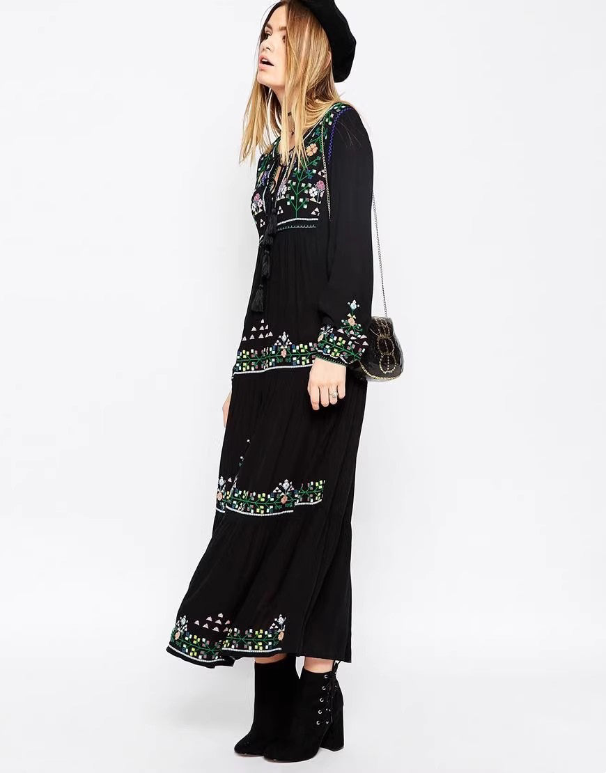 Luna Boho Embroidered Maxi Dress