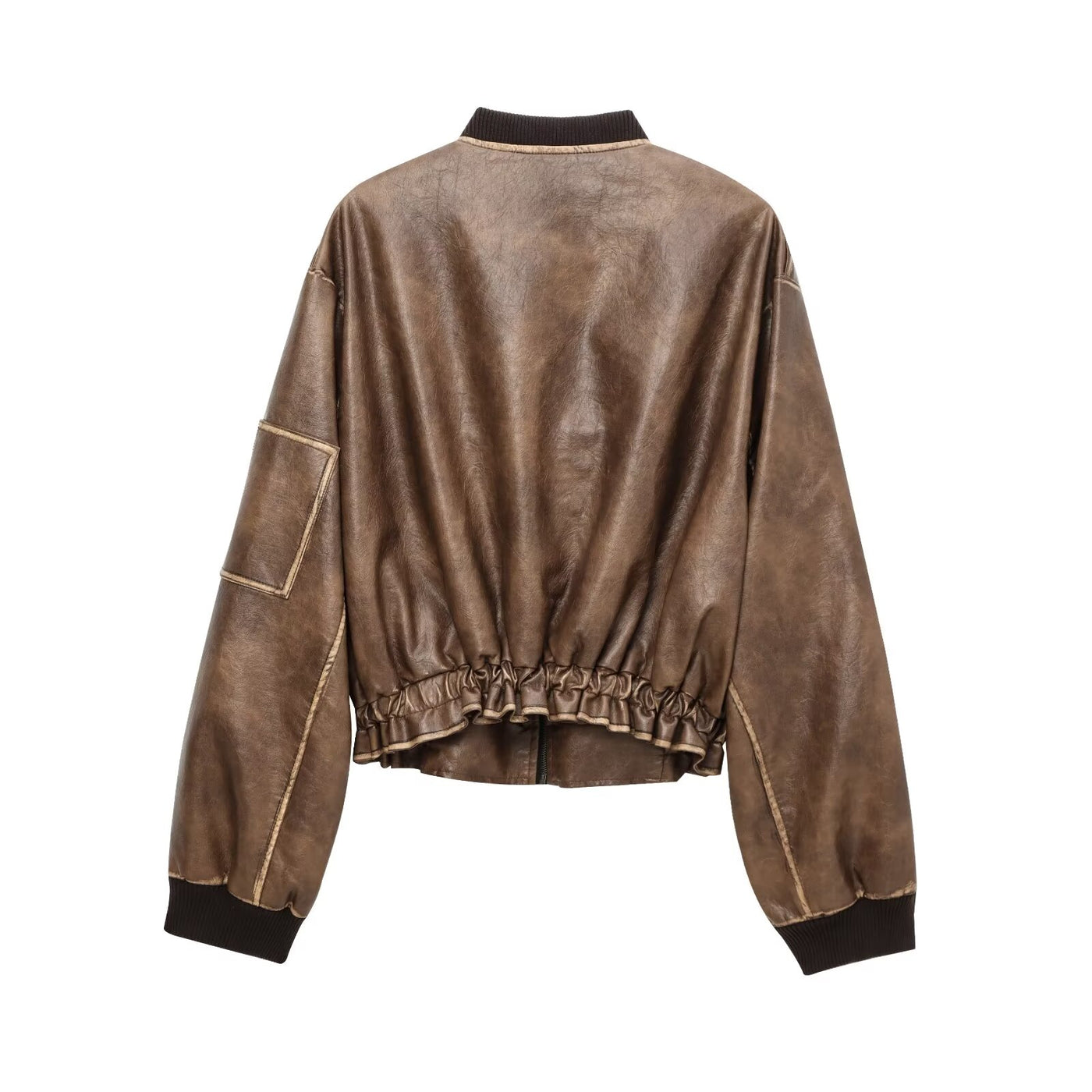 Indefer Vintage Leather Bomber Jacket