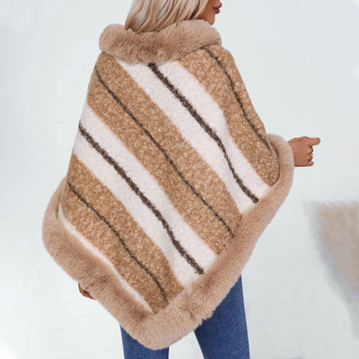 Celeste Striped Faux Fur Cape