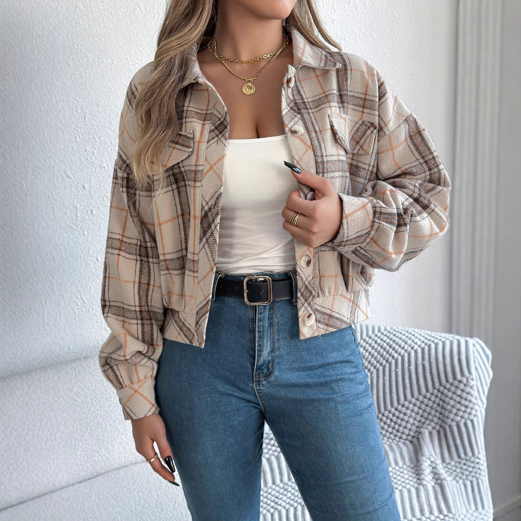 Chloe Plaid Flannel Crop Jacket