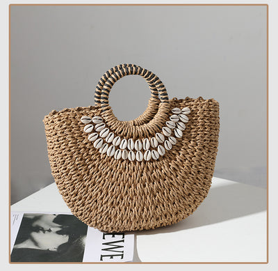 Isla Boho Seashell Woven Tote