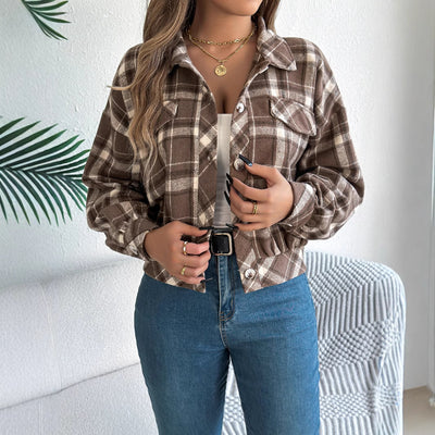 Chloe Plaid Flannel Crop Jacket