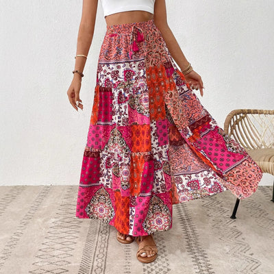 Layla Boho Patchwork Maxi Skirt