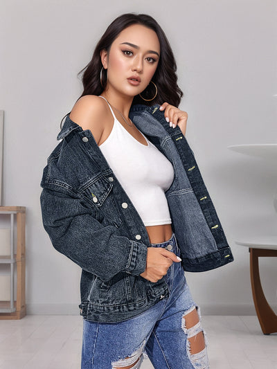 Chloe Oversized Distressed Denim Jacket