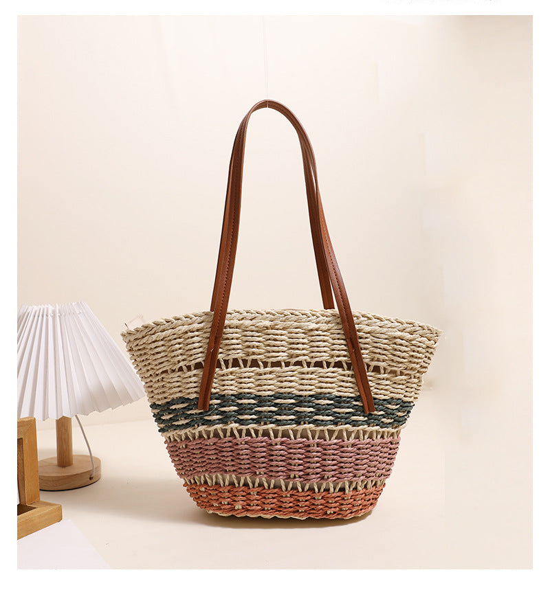 Sofia Woven Colorblock Tote