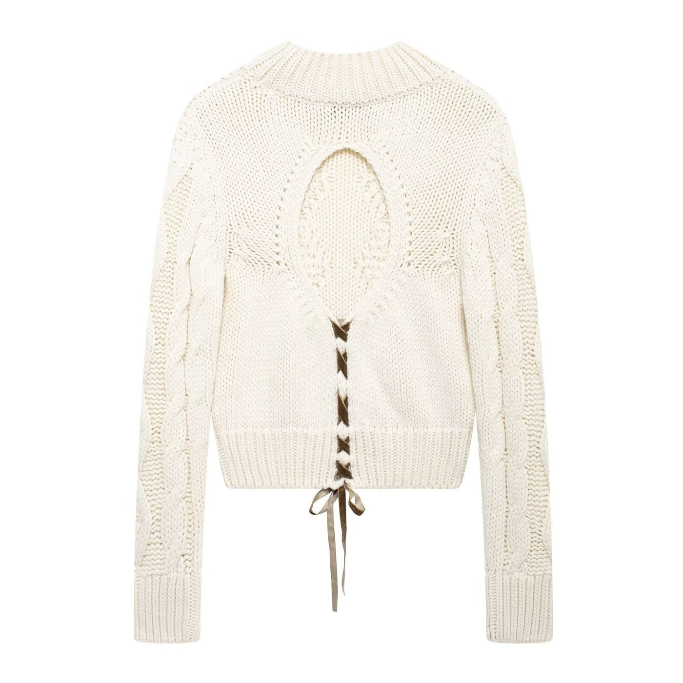 Isabella Open-Back Cable Knit Sweater