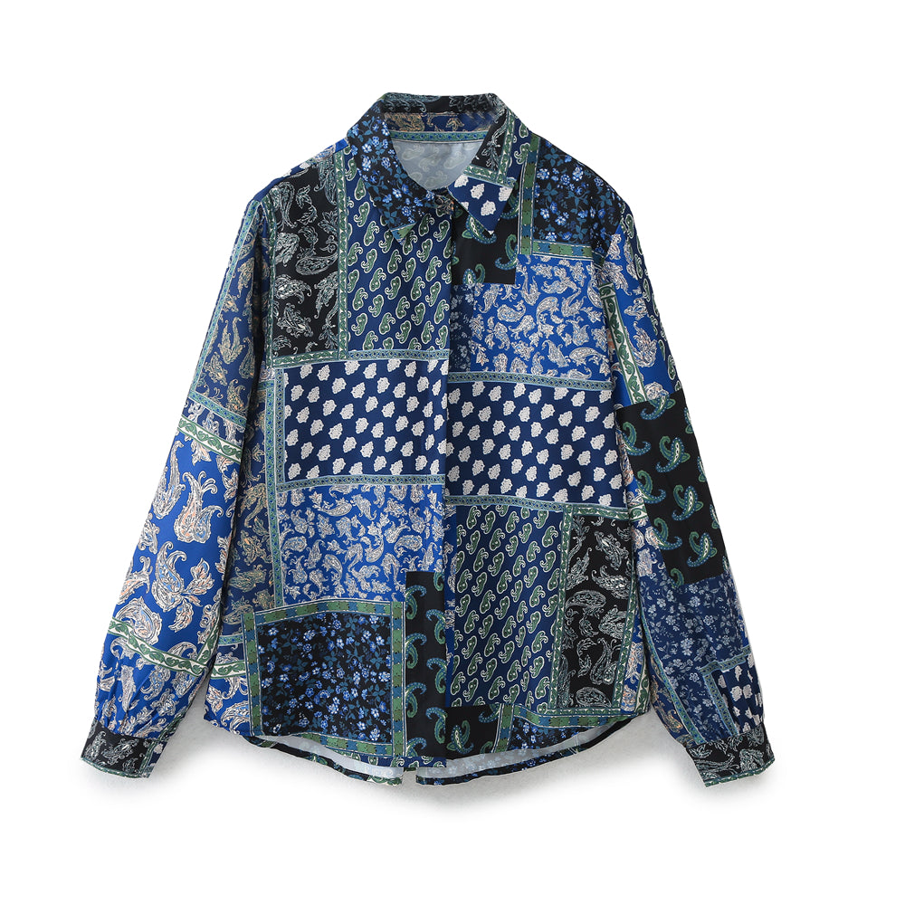 Indigo Paisley Patchwork Blouse