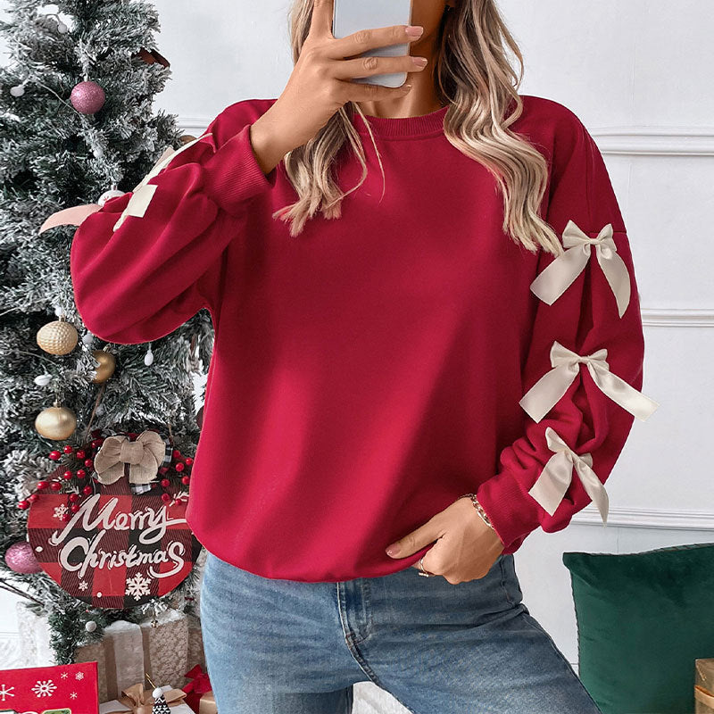 Scarlet Grace Bow-Sleeve Sweater