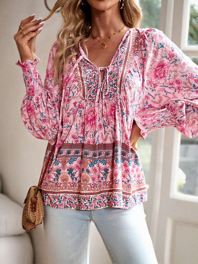 Elara Boho Floral Blouse