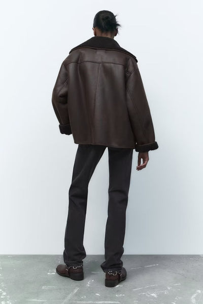 Naomi Shearling-Lined Aviator Jacket