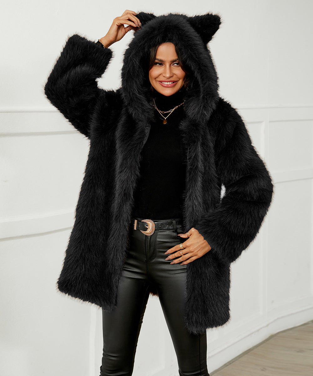 Luna Faux Fur Cat-Ear Coat