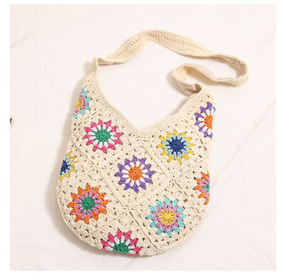 Sunburst Meadow Crochet Shoulder Bag