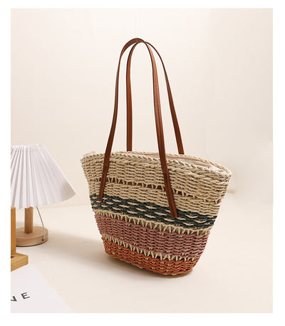 Sofia Woven Colorblock Tote