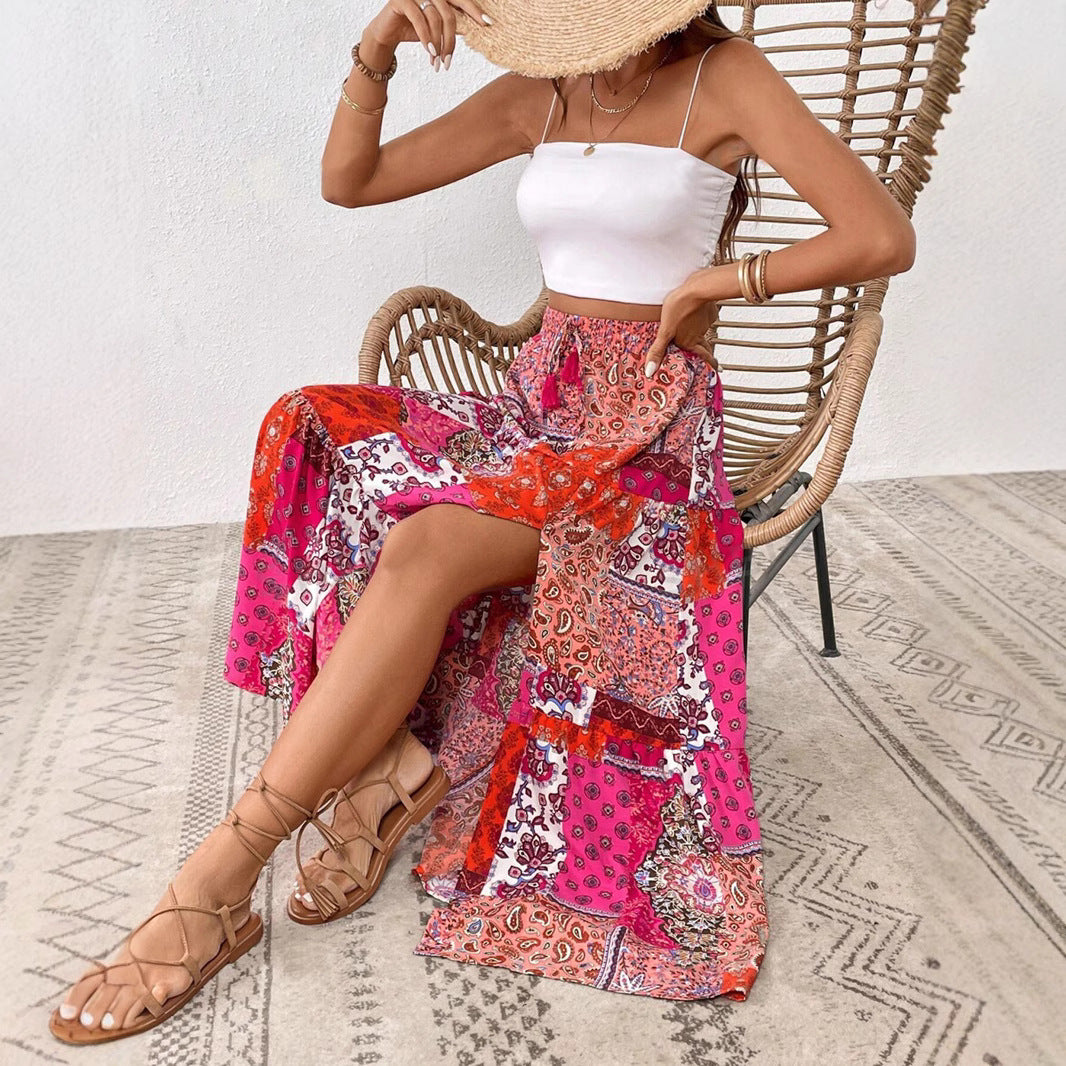 Layla Boho Patchwork Maxi Skirt