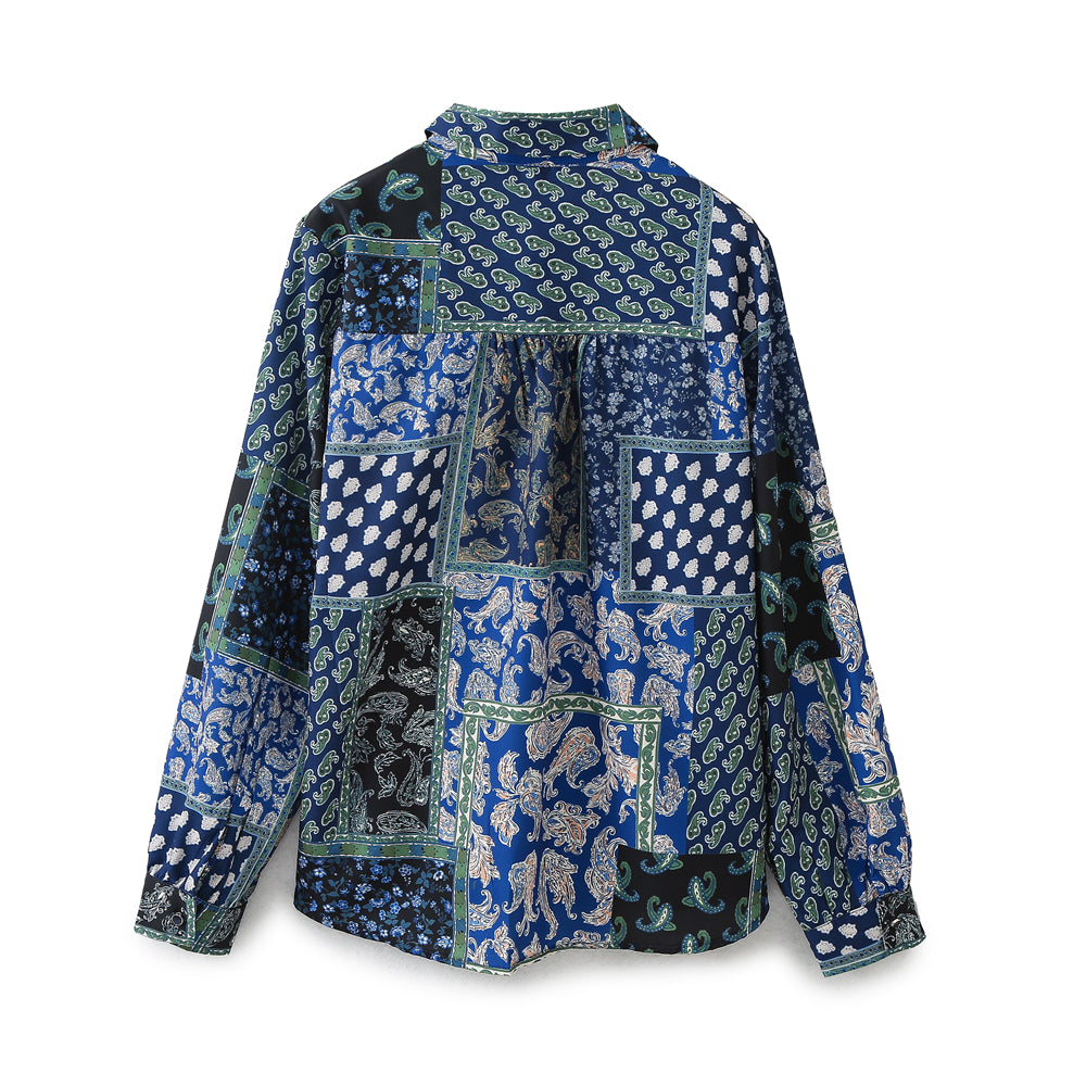 Indigo Paisley Patchwork Blouse