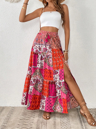 Layla Boho Patchwork Maxi Skirt