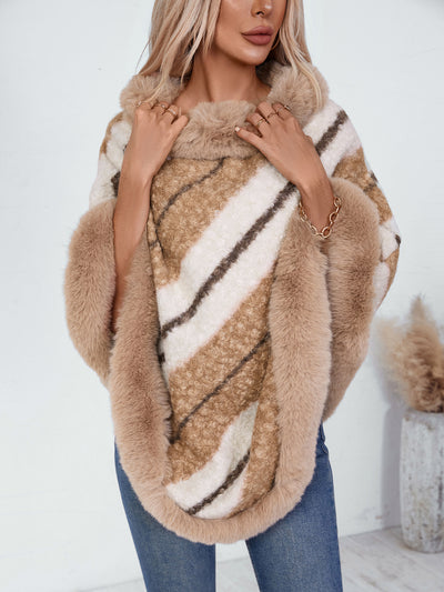 Celeste Striped Faux Fur Cape