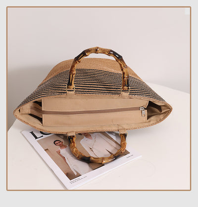 Amara Bamboo Handle Straw Tote