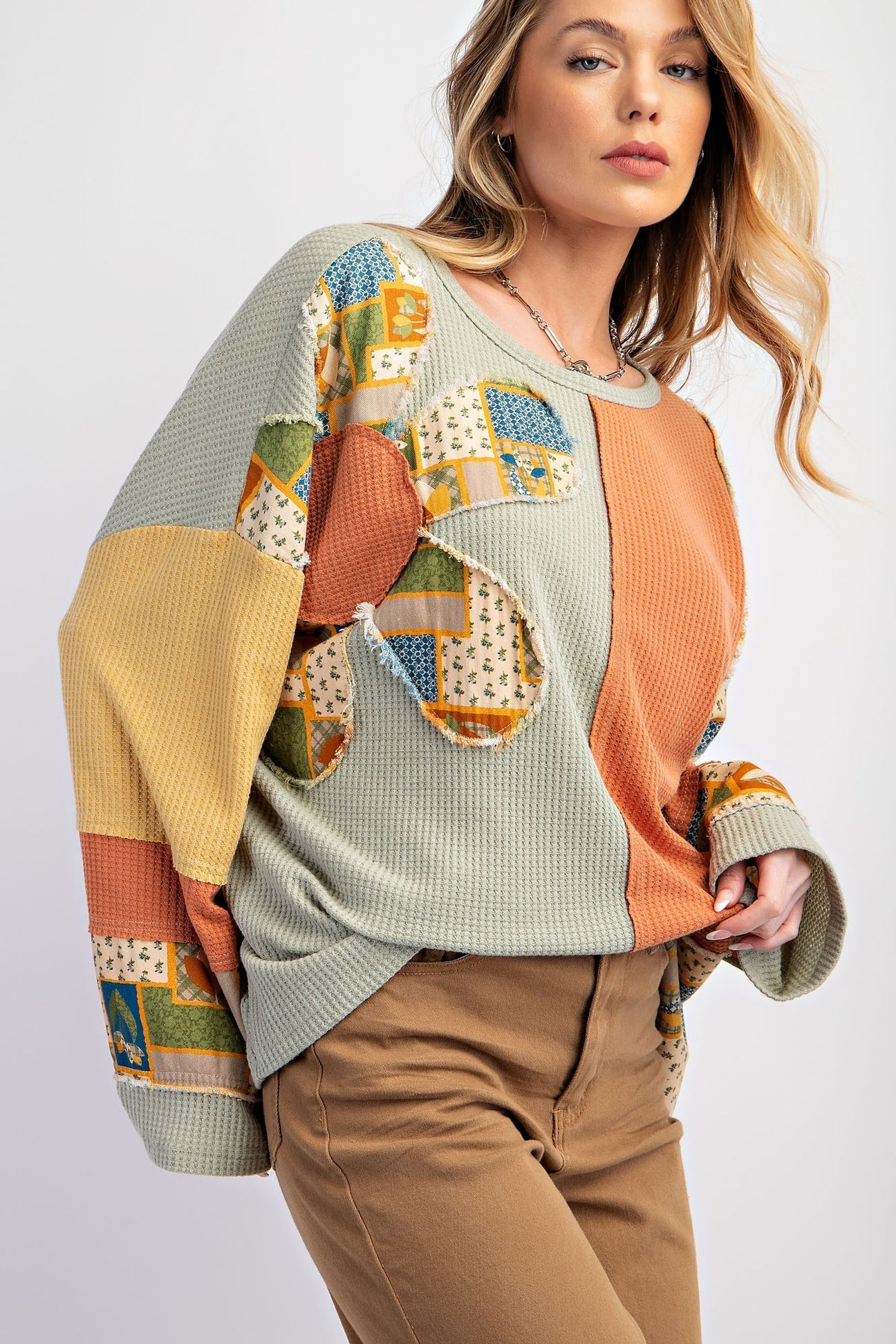 Boho Patchwork Knit Sweater