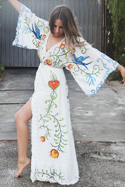 Isla Hand-Embroidered Maxi Dress