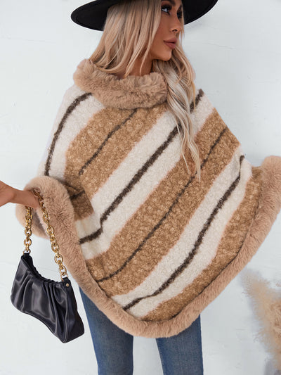 Celeste Striped Faux Fur Cape