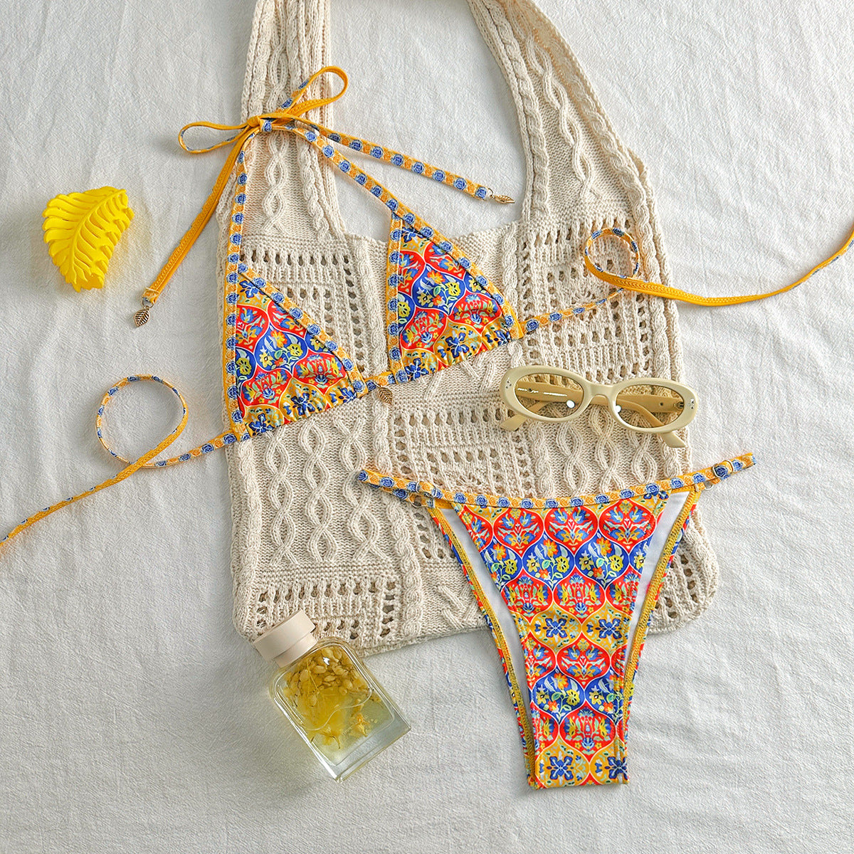 Mediterranean Muse 'Sofia' Tile-Print Micro Bikini